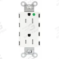 HUBBELL Receptacle: Hospital Grade Fed. Spec., Decorator Duplex, 5-15R, White, 125V AC, 15 A (MPN SNAP2172WTRA)