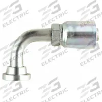 PARKER Hydraulic Crimp Fitting: Steel x Steel, 90° Elbow, -8 For Hose Dash Size, Male x Genderless (MPN 11943-8-8). Key specifications — Fitting Gender: Male x Genderless; Fitting Connection Type: Flange x Crimp; Thread Size: 0.511"-27; For Hose Dash Size: -8; Brand: PARKER.