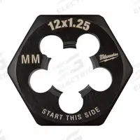 MILWAUKEE Hex Threading Die: M12x1.25 Metric, 1 in Hex Wd, Black Oxide Carbon Steel (MPN 49-57-5361)