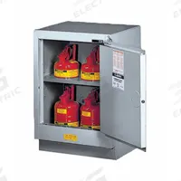 JUSTRITE Flammable Cabinet: 21 5/8 in Overall Dp, 24 in Overall Wd, 35 3/4 in Overall Ht, Steel (MPN 882424). Key specifications — Color: Silver; Material: Steel; Brand: JUSTRITE; Compatible with Product Type: Benches; Door Type: Self-Closing; Mobility: Stationary; Product Type: Flammable Cabinet.