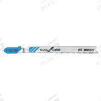BOSCH Jigsaw Blade: 17/24, 92 mm Blade Lg, Bi-Metal, Bi-Metal, T Shank, 1 Pieces, Thin Metal, 5 PK (MPN T118AF). Key specifications — attr1097716: Thin Metal; attr1097715: Bi-Metal; attr1097719: 17/24; attr1097721: Bi-Metal; attr1097728: BOSCH.