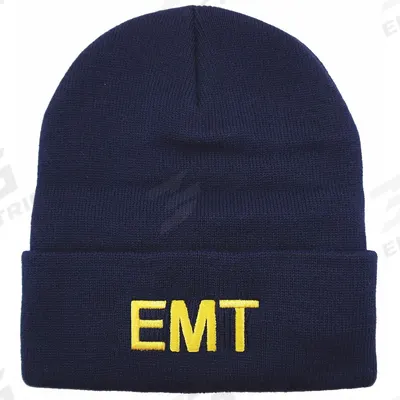 HEROS PRIDE EMT Hat: Universal, Navy with Gold Lettering - Beanie Hats