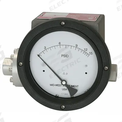 MIDWEST INSTRUMENT Differential Pressure Gauge & Switch: In-Line, 1/4 in NPT Female, 240 - Medium & High Operating Pressure Differential Gauges with Switch