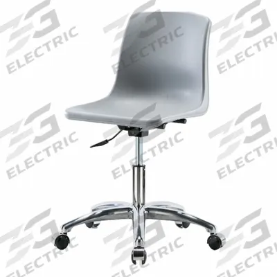 BLUE RIDGE ERGONOMICS Shell Chair: Gray, Plastic Material, 17 in Back Ht - Armless Office Chairs