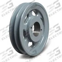 APPROVED VENDOR V-Belt Pulley: 2BK65, 2 Groove, 6.25 in OD, Bushed Bore, H/QT, Cast Iron. Key specifications — Pulley Industry Number: 2BK65; Pitch Diameter: 5.5 in (4L, A); For Belt Section (broad, with similar types): 5L, B, or BX.