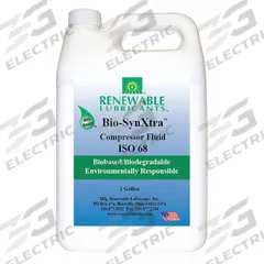 RENEWABLE LUBRICANTS Compressor Oil: 1 gal, Bottle, 68 ISO Viscosity Grade, 159 Viscosity Index (MPN 87953). Key specifications — attr59744: 159; attr59746: 68; attr59736: Yes; attr59735: Bottle; attr59738: Bio-SynXtra FG.