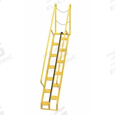 VESTIL Alternating Tread Stairs: 11.5 ft Overall Ht, Steel, 350 lb Load Capacity - Alternating-Tread Steel Stairs