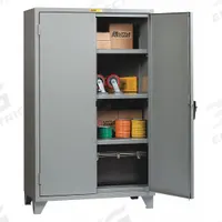 LITTLE GIANT Storage Cabinet: 60 in x 24 in x 78 in, Swing Handle & Keyed, 12 ga Panel Thick, Legs (MPN SSL3-A-2460). Key specifications — attr62698: Gray; attr62736: Welded; attr87895: Legs; attr62693: Assembled; attr62737: Stationary; attr62694: Adjustable; attr62695: Powder Coated; attr62696: Steel.