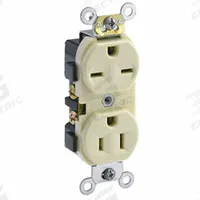 LEVITON Receptacle: Duplex, 5-15/6-15, Ivory, 125/250V AC, 15 A, 2 Pole / 3 Wire (MPN 5031-I)