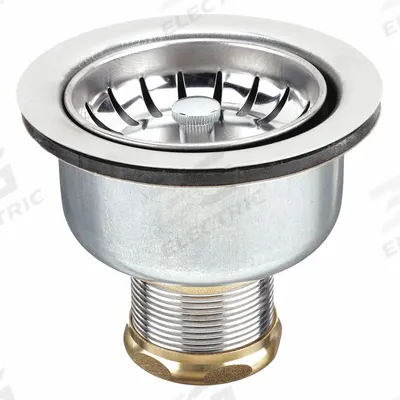 KISSLER Drain Assembly: Brass/Stainless Steel, Chrome, 2 1/2 in Overall Ht - Sink Drains with Basket Strainer without Tailpiece