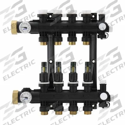 UPONOR Heating Manifold Assembly: Polymer, 1 1/4 in, 3/4 in, 1 Inlets - Plumbing & Heating Branch Manifolds