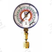 JB INDUSTRIES Low Side Gauge: Low Side Gauge, -14.7 psi to 500 psi, Non-Liquid Filled, 3 1/8 in Dia (MPN QC-G820). Key specifications — Brand: JB INDUSTRIES; Accuracy: ± 1%; Color: Blue; Calibration Certificate Type: Not Certified; For Refrigerant Type: R-404A.