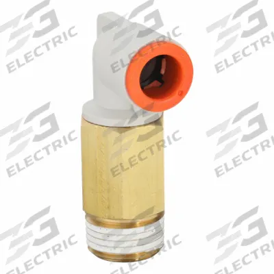SMC Push-Fit Elbow Fitting: 3/8 in OD x 3/8 in Pipe Size, Push-to-Connect x MNPT - Polybutylene & Brass Tube Fittings
