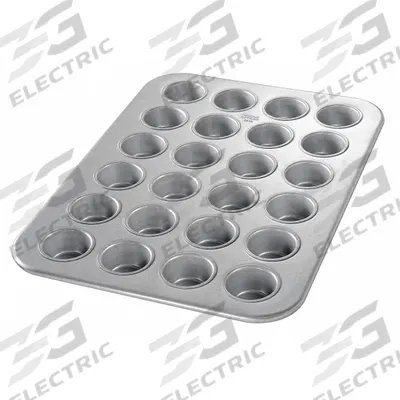 CHICAGO METALLIC Mini Muffin Pan: Aluminized Steel, 24 Slots, 12 7/8 in Overall Wd - Cupcake & Muffin Pans