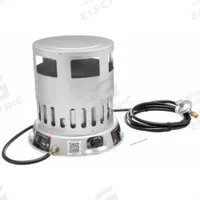 DAYTON Portable Gas Floor Heater: 80,000 BtuH Heating Capacity Output, 2,000 sq ft Heating Area (MPN 6BY73). Key specifications — Fuel Consumption: 3.71 lb/hr; Overall Dimensions - H x W x D: 18-1/2 in x 15-7/8 in x 15-7/8 in; Brand: DAYTON.