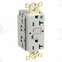 HUBBELL GFCI Receptacle: Hospital Grade Fed. Spec., Decorator Duplex, 5-20R, Gray, GFCI, 125V AC (MPN SNAPGF83GRY)