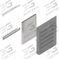 HAMMOND Louvered Vent Kit: 14 ga. Steel, 6.4 in Overall Ht, 8.3 in Overall Wd, 4.87 in Cut Out Ht (MPN 1481L3R68GY). Key specifications — Brand: HAMMOND; Manufacturer Part Number: 1481L3R68GY.