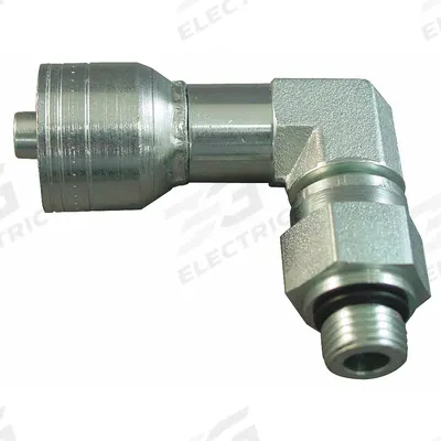 AEROQUIP Hydraulic Crimp Fitting: Steel x Steel, 90° Elbow, -12 For Hose Dash Size - Aeroquip Crimp Hydraulic Hose Fittings with ORB Connection