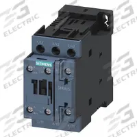 SIEMENS IEC Power Contactor: Non-Reversing, 3 Poles, 3NO Contacts, 12 A, 24V DC Coil (MPN 3RT20241KB40). Key specifications — Brand: SIEMENS; Integrated Surge Suppression: Yes.