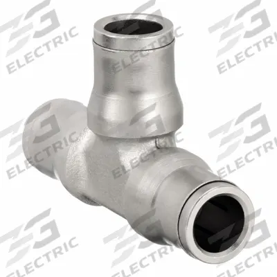 LEGRIS Push-Fit Tee Fitting: 1/4 in OD x 1/4 in OD x 1/4 in OD Size - Nickel-Plated Brass Tube Fittings