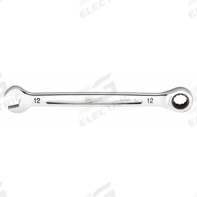 MILWAUKEE Ratcheting Combination Wrench: Chrome Vanadium Steel, Chrome, 12 mm Head Size - Metric 12-Point Ratcheting Combination Wrenches