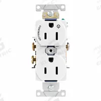 LEVITON Plugs and Receptacles: Duplex, 5-15, White, 125V AC, 15 A, 2 Pole / 3 Wire (MPN 5262-S1W)