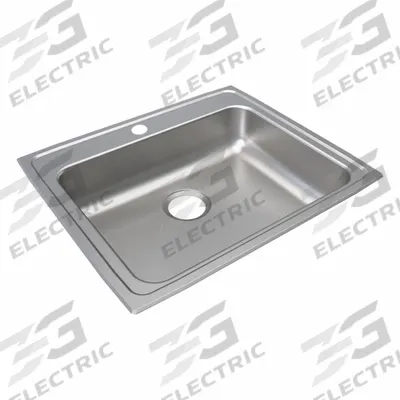 JUST MANUFACTURING Bowl Drop-In Sink: 25 in Overall Lg, 21 1/4 in Overall Wd, 6 in Bowl Dp - One-Bowl Counter-Mounted Kitchen & Bar Sinks without Faucets