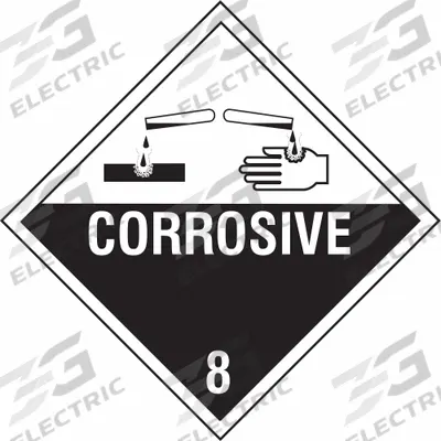 STRANCO Container Placard: Corrosive, 10 3/4 in x 10 3/4 in, 10 3/4 in Label Ht - Class 8: Corrosive