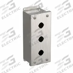 HAMMOND Push Button Enclosure: 22mm, 3 Holes, 304 Stainless Steel, NEMA 3R/4/4X (MPN 1435MSSC). Key specifications — Brand: HAMMOND; Environments & Applications: Washdown-Corrosion-Resistant.