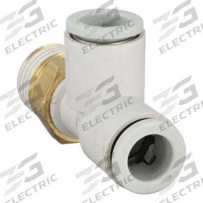 SMC Push-Fit Tee Fitting: 1/4 in Pipe x 8 mm OD x 8 mm OD Size, 43 19/32 mm Overall Lg - Polybutylene & Brass Tube Fittings
