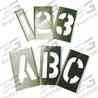 APPROVED VENDOR Stencil Set: 3 in Character Ht, 1 1/2 in Character Wd, Brass (MPN 6A232). Key specifications — Includes: (4) E; Characters Included: Comma (,); Brand: APPROVED VENDOR; Included Characters: Dash (-).