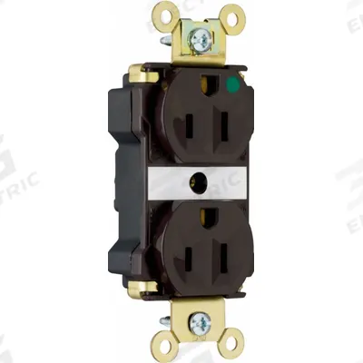 PASS & SEYMOUR Receptacle: Hospital Grade, Duplex, 5-15R, Black, 125V AC - Weather-Resistant Receptacles with Isolated Grounds