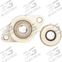 NTN 2 Bolt Flange Bearing: Radial Ball, 1 7/16 in Bore, Polymer, Set Screws, 6 13/32 in Lg, Rhombus (MPN SUCNFL207-23C0FG1). Key specifications — Bore Type: Cylindrical; Brand: NTN; Lubricant Material: FDA/USDA-H1 Solid Grease; Mounting Bolt Size: 1/2 in; System of Measurement: Inch; Included Bearing Cap: Open Cap.