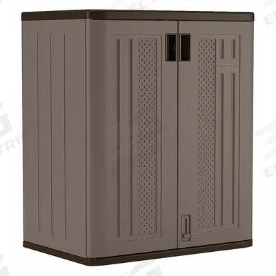 SUNCAST Storage Cabinet: 30 in x 20 1/4 in x 36 in, Recessed Pull Handle & Padlock Hasp - Commercial Shelf Cabinets