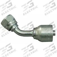 AEROQUIP Hydraulic Crimp Fitting: Steel x Steel, 45° Elbow, -6 For Hose Dash Size, Metric x Crimp (MPN 1A10DSA6). Key specifications — Fitting Gender: Female x Genderless; Fitting Connection Type: Metric x Crimp; Brand: AEROQUIP; Thread Size: M22-1.5; For Hose Dash Size: -6.