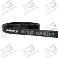 RHINO Protective Hose Sleeve: Polyester Blend, 1 27/64 in Dia, 300 ft Lg, Black (MPN RS-142HT). Key specifications — Brand: RHINO; Color: Black; Material: Polyester Blend.