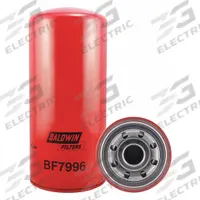 BALDWIN FILTERS Fuel Filter: Spin-On, 5 3/8 in Outside Dia, M39 x 1.50 Thread Size, Cellulose, MTU (MPN BF7996). Key specifications — attr1137520: BF7996; attr1137521: FF5710; attr434022: BALDWIN FILTERS; attr427730: Cellulose; attr427731: Integral Gasket; attr1017112: Trucks; attr1017113: MTU.