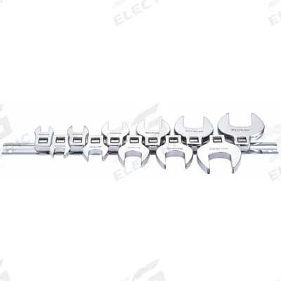 WESTWARD Crowfoot Socket Set: Alloy Steel, Chrome, 11 Tools - SAE Open End Crowfoot Wrench Sets
