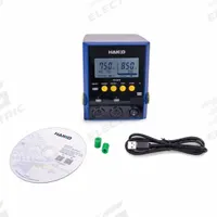 HAKKO Dual Port Soldering Station: 2 Channel, 200 W, ESD Safe (MPN FX972-011). Key specifications — attr176067: FX972-011; attr176859: Yes; attr176070: HAKKO.