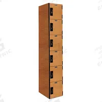 HALLOWELL Box Locker: 12 in x 18 in x 72 in, 6 Tiers, 1 Units Wide, Solid, Padlock Hasp, Light Wood (MPN PHL1282-6A-FA). Key specifications — Locker Color: Light Wood; Door Type: Solid; Includes Number Plates: Yes; Brand: HALLOWELL; Assembled: Assembled; Color Family: Wood.