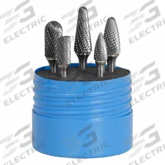 SGS PRO Carbide Bur Set: 1/4" Shank, Double Cut, 3/8" to 1/2" Head Dia, 5 pc (MPN 18260). Key specifications — Trade Number: SF-5; Brand: SGS PRO.