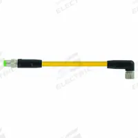 Cordset: M8 Male Straight X M8 Female Right Angle, 3 Pins, Yellow, PUR, 3 m Cable Lg (MPN 7000-88021-0300300). Key specifications — Cable Jacket Color: Yellow; End 1 Mounting Orientation: Straight; End 1 Gender: Male; End 1 Connection Type: M8; Cable Jacket Material: PUR; Brand: MURRELEKTRONIK; IP Rating: IP67; End 2 Connection Type: M8.