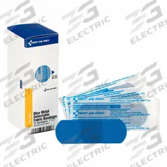 FIRST AID ONLY Adhesive Bandage: Strip Bandages, 1 in Wd, 3 in Lg, Metal Detectable, Fabric, Strip (MPN FAE-3010). Key specifications — Product Type: Strip Bandages; Unitized: Unitized; Water Resistance: Not Water Resistant; Brand: FIRST AID ONLY; Latex Content: Latex Free; Metal Detectable: Metal Detectable; Package Type: Box; Manufacturer Part Number: FAE-3010.