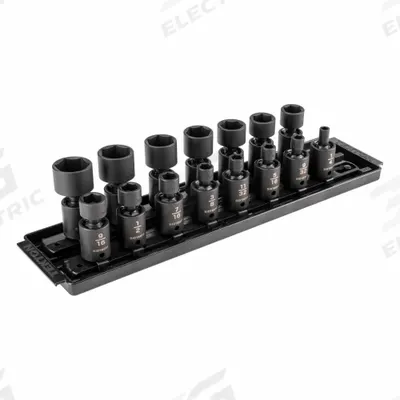 TEKTON Flex Impact Socket Set: 3/8 in Drive Size, 15 Pieces - SAE Flex Impact Socket Sets