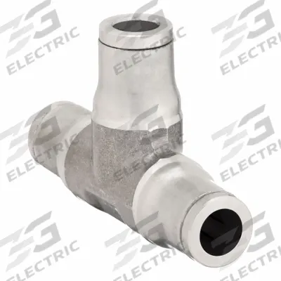 LEGRIS Push-Fit Tee Fitting: 1/4 in OD x 1/4 in OD x 1/4 in OD Size - Stainless Steel Tube Fittings