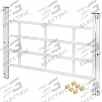 PRIME-LINE Window Security Guard: Hinged, 23 1/2 in to 38 in, 21 1/4 in Ht, 4 Bars, White, Inside (MPN S 4776). Key specifications — Brand: PRIME-LINE; Material: Carbon Steel; Mounting Location: Inside; Adjustability: Hinged; Color: White.