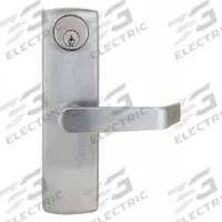 TOWNSTEEL Mechanical Exit Device Trim: 84 in Max Door Wd, Chrome (MPN TLESC-00-626). Key specifications — Color: Silver; Product Type: Mechanical Exit Device Trim; Brand: TOWNSTEEL; Outside Trim Type: Lever; Exit Device Style: Escutcheon Lever; ADA Compliant: No.