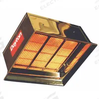 DAYTON Gas Infrared Flat Panel Heater: Propane, 90,000 BtuH Heating Capacity Input, 20 ft x 20 ft (MPN 3E462). Key specifications — Brand: DAYTON; Fuel Type: Propane; Clearance to Combustibles - Top x Below x Sides: 42 in x 98 in x 48 in; Floor Coverage @ Minimum Mounting Height: 20 ft x 20 ft; For Use Outdoors: Indoor Use Only; Min. Mounting Height: 16 to 18 ft; Overall Dimensions - H x W x D: 22-1/2 in x 26-5/8 in x 15-1/4 in.