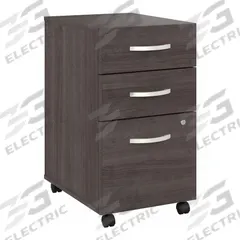 BUSH BUSINESS FURNITURE Desk Pedestal: Dark Gray, 3 Drawers, 27 3/4 in Overall Ht, Laminate/Wood (MPN SDF216SGSU-Z). Key specifications — attr988670: Brushed Nickel; attr988694: Laminate; attr988716: Hanging File Cabinet; attr988652: BUSH BUSINESS FURNITURE; attr988656: Dark Gray.