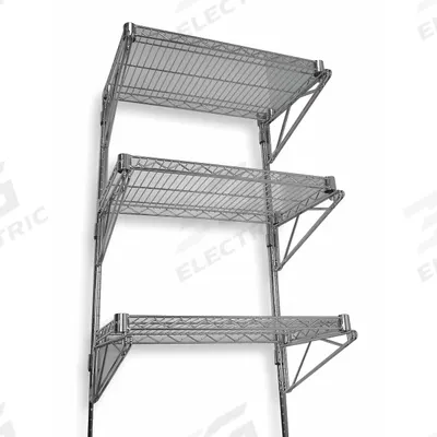 APPROVED VENDOR Wire Wall Shelf: 48 in x 14 in, 3 Shelves, 250 lb Load Capacity per Shelf - Adjustable-Height Steel Wire Wall-Mount Shelving